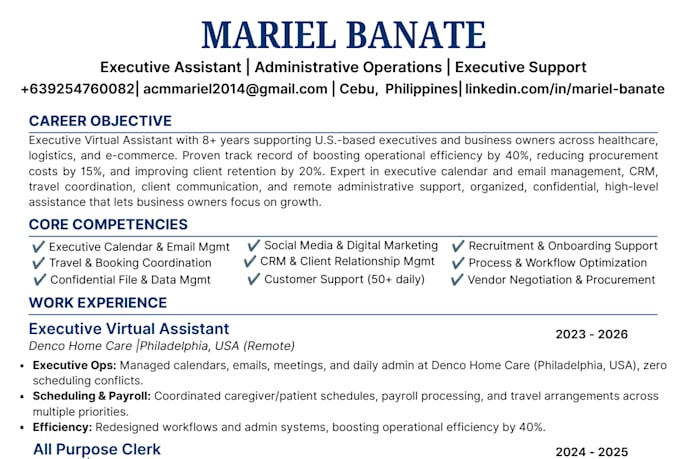 executive assistant for CEO